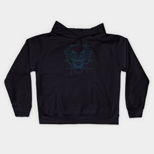 Panther head face drawing in blue Kids Hoodie